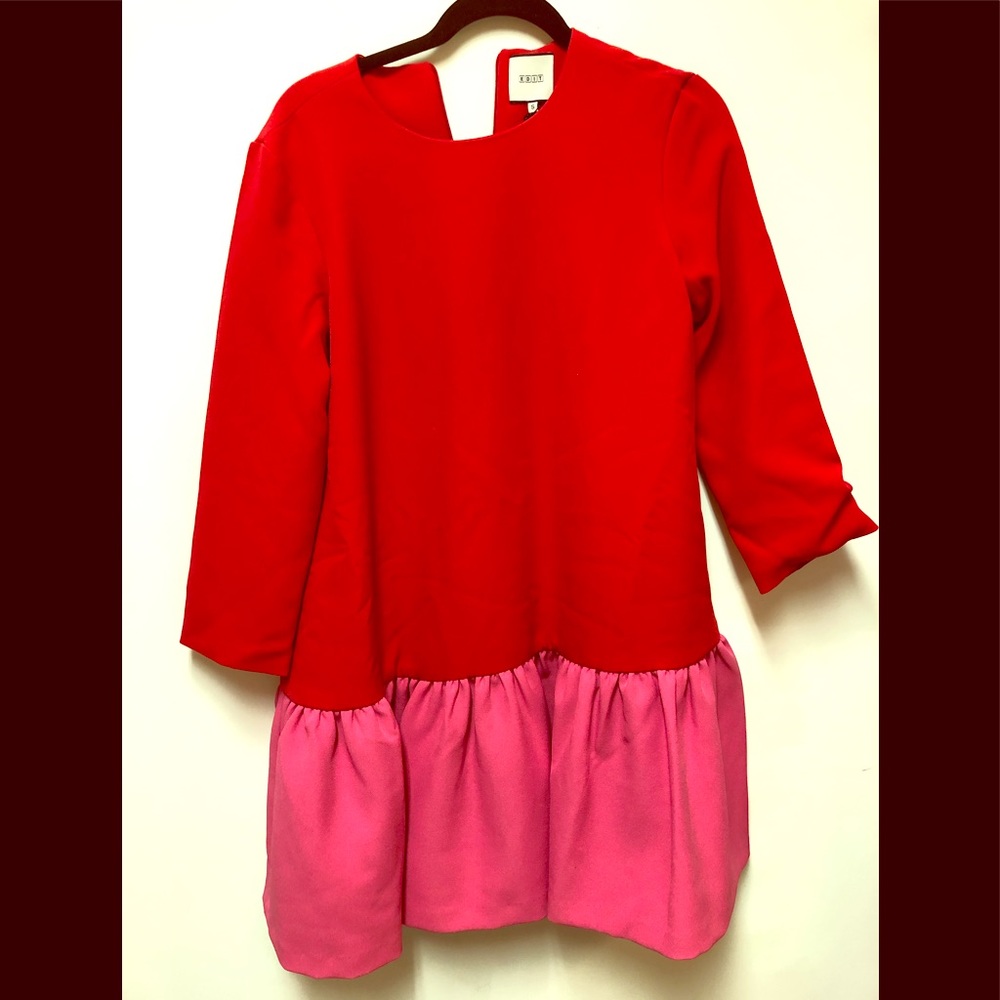 Tuckernuck red and pink colorblock peplum dress